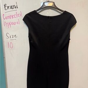 Connected Apparel Black Sheath Dress with Bateau Neckline